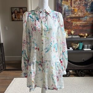 Colorful Floral Button-Up Dress